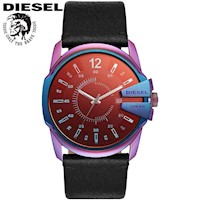 Reloj Diesel Master Chief DZ1951 para Hombre Acero Inoxidable Tornasol Cristal Iridiscente Cuero Negro